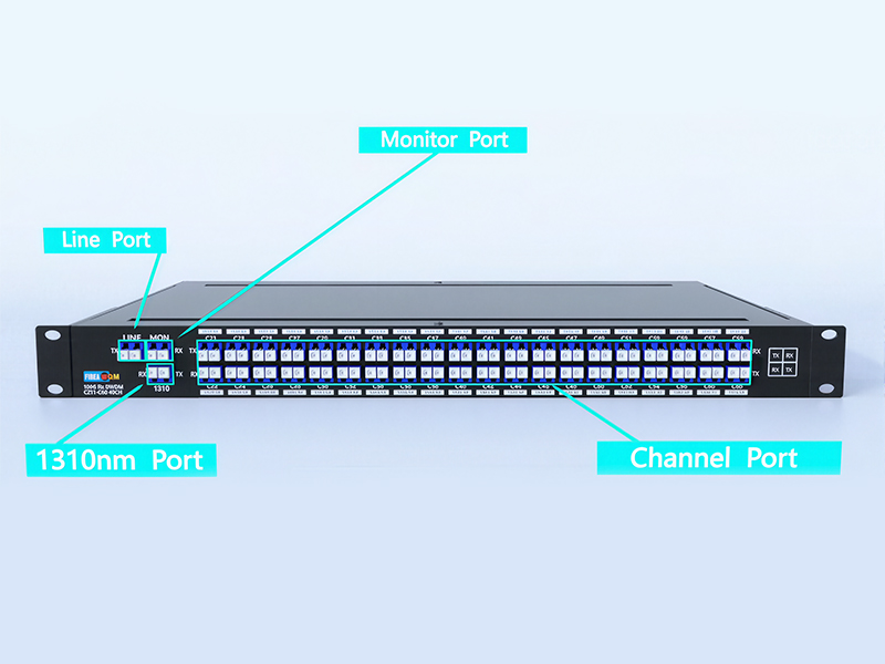 DWDM MUX DEMUX，40通道，波长范围C21-C60，带1310nm波长通道及监控端口，LC/UPC双纤，1U机架式